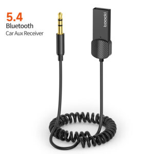 Receptor Bluetooth 5.4 Toocki para Coche con Cable Auxiliar Retráctil