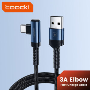 Cable USB-A a USB-C 100W Toocki | Conector 90° Gaming | Carga Rápida 1 Metro