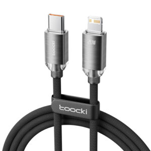 Cable trenzado USB-C a Lightning Toocki PD 20W para iPhone, carga rápida y diseño metálico duradero