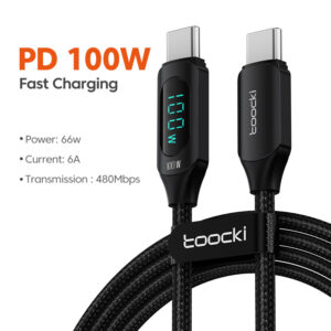 Cable USB-C a USB-C PD 100W Toocki | Display LED | Carga Rápida y Datos 1M